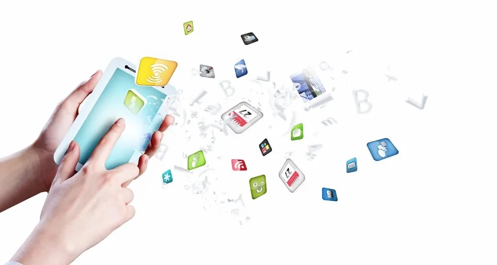 Close up of human hand holding smart phone